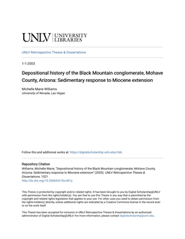 Depositional History of the Black Mountain Conglomerate, Mohave County, Arizona: Sedimentary Response to Miocene Extension