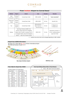 From Incheon Airport to Conrad Seoul Airport Bus # 6030 Information