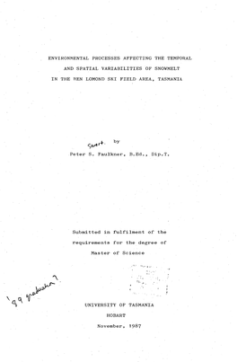 Environmental Processes Affecting the Temporal and Spatial Variabilities Of