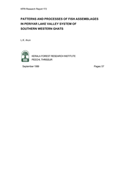 Patterns and Processes of Fish Assemblages in Periyar Lake Valley System of Southern Western Ghats