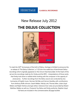 New Release July 2012 the DELIUS COLLECTION