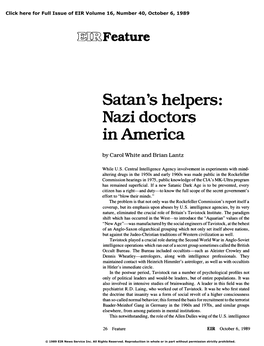 Satan's Helpers: Nazi Doctors in America