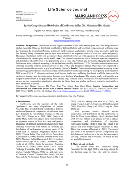 48 Species Composition and Distribution of Earthworms in Hue