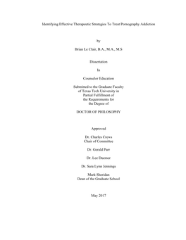 Identifying Effective Therapeutic Strategies to Treat Pornography Addiction