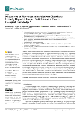 Discussions of Fluorescence in Selenium Chemistry: Recently Reported Probes, Particles, and a Clearer Biological Knowledge †