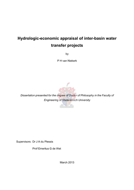 Hydrologic-Economic Appraisal of Inter-Basin Water Transfer Projects