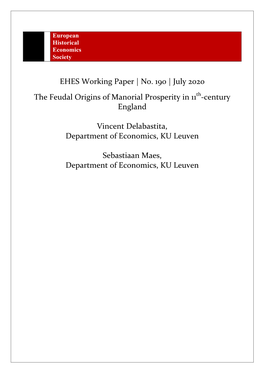 The Feudal Origins of Manorial Prosperity in 11Th-Century England