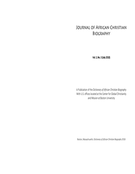 Journal of African Christian Biography