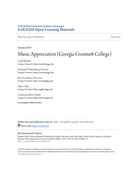 Music Appreciation (Georgia Gwinnet College) Todd Mueller Georgia Gwinnet College, Tmueller@Ggc Edu