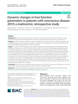 Dynamic Changes in Liver Function Parameters in Patients With