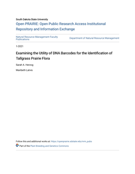 Examining the Utility of DNA Barcodes for the Identification of Tallgrass Prairie Flora