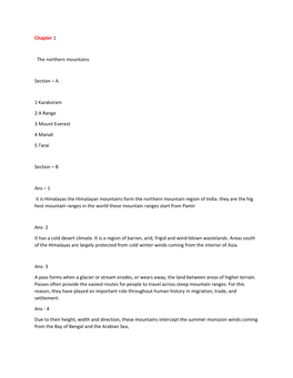 Chapter 1 the Northern Mountains Section – a 1 Karakoram 2 A