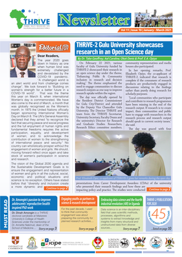 Thrive-2 Gulu University Showcases Research in an Open Science Day Dear Readers, the Year 2020 Goes by Dr