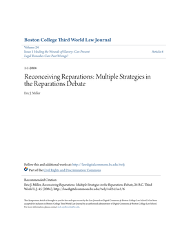 Reconceiving Reparations: Multiple Strategies in the Reparations Debate Eric J