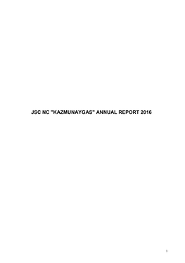 Jsc Nc "Kazmunaygas" Annual Report 2016