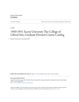 1950-1951 Xavier University the College of Liberal Arts, Graduate