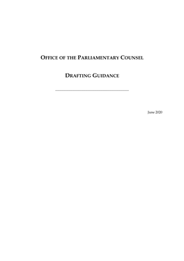 Office of the Parliamentary Counsel Drafting Guidance