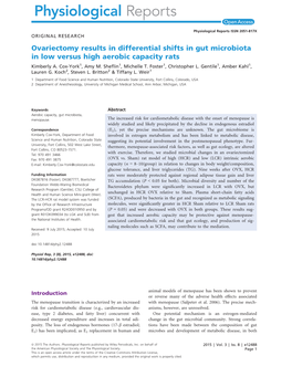 Ovariectomy Results in Differential Shifts in Gut Microbiota in Low Versus High Aerobic Capacity Rats Kimberly A