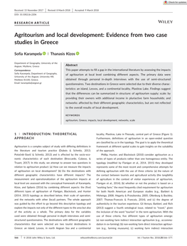 Agritourism and Local Development: Evidence from Two Case Studies in Greece