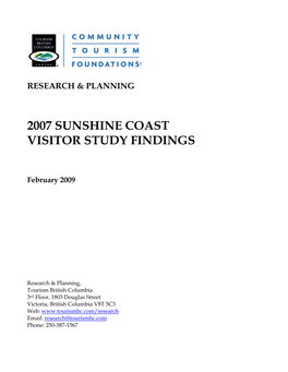 2007 Sunshine Coast Visitor Study Findings