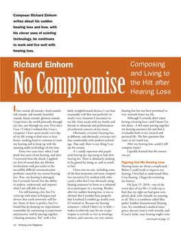 Richard Einhorn Writes About His Sudden Hearing Loss and How, with His Clever Uses of Existing Technology, He Continues to Work and Live Well with Hearing Loss