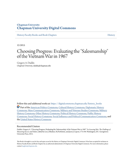 Evaluating the "Salesmanship" of the Vietnam War in 1967 Gregory A