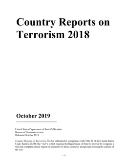 Country Report on Terrorism 2018