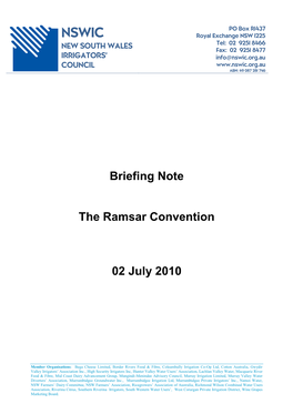 Briefing Note the Ramsar Convention 02 July 2010