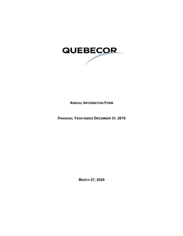 Annual Information Form Financial Year Ended December 31, 2019 March