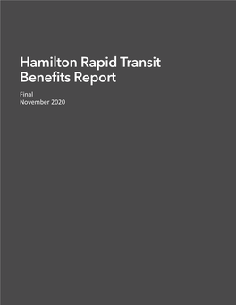 Hamilton Rapid Transit Benefits Report Final November 2020