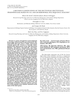 DICTYOTALES, PHAEOPHYCEAE) BASED on Rbcl and 26S RIBOSOMAL DNA SEQUENCE ANALYSES1