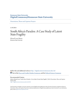 A Case Study of Latent State Fragility Edward Louis Mienie Kennesaw State University