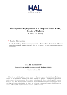 Multispecies Impingement in a Tropical Power Plant, Straits of Malacca A