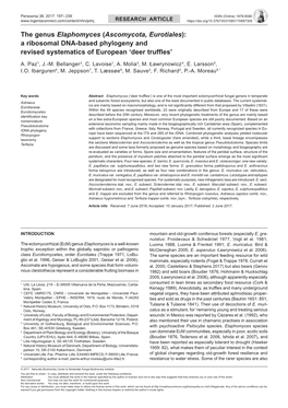 The Genus Elaphomyces (Ascomycota, Eurotiales): a Ribosomal DNA-Based Phylogeny and Revised Systematics of European ‘Deer Truffles’