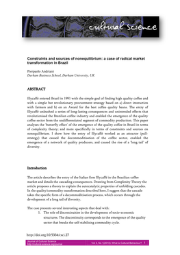 Constraints and Sources of Nonequilibrium: a Case of Radical Market Transformation in Brazil