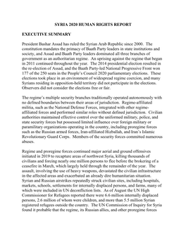 Syria 2020 Human Rights Report