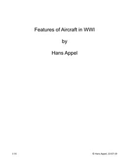 Features of Aircraft in WWI by Hans Appel