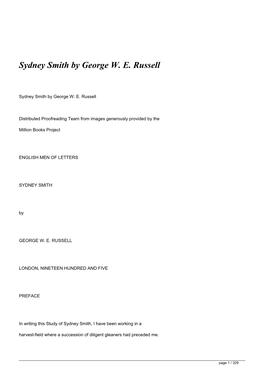Sydney Smith by George WE Russell&lt;/H1&gt;