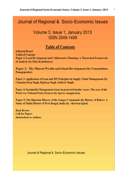 Journal Volume 3, Issue 1, January 2013