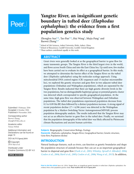 Yangtze River, an Insignificant Genetic Boundary in Tufted Deer