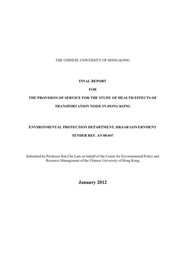 The Study of Health Effects of Transportation Noise in Hong Kong” (Hereafter the Study)