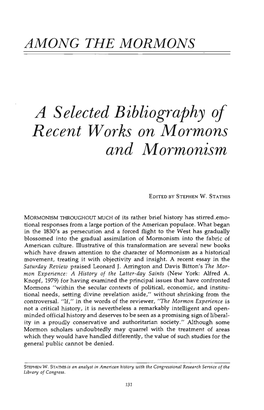 A Selected Bibliography of Recent Works on Mormons and Mormonism