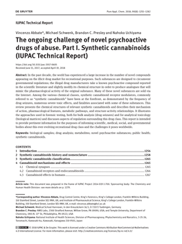 The Ongoing Challenge of Novel Psychoactive Drugs of Abuse