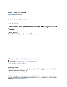 Observations and Light Curve Analysis of Transiting Extra-Solar Planets