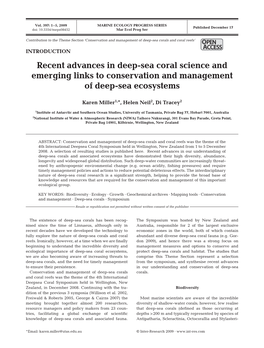 Recent Advances in Deep-Sea Coral Science and Emerging Links to Conservation and Management of Deep-Sea Ecosystems