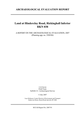 Land at Hinderclay Road, Rickinghall Inferior RKN 038