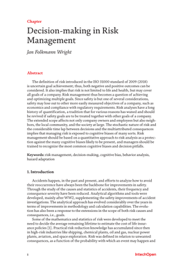 Decision-Making in Risk Management Jan Folkmann Wright