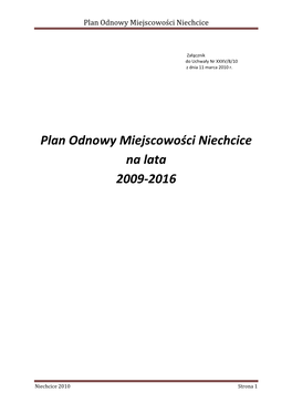 Plan Odnowy Miejscowości Niechcice Na Lata 2009-2016