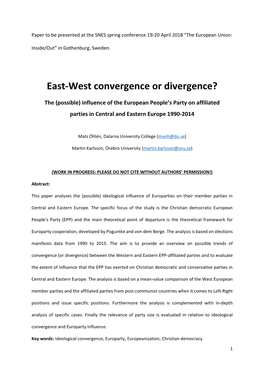 East-West Convergence Or Divergence?