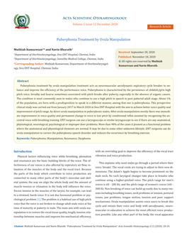 Puberphonia Treatment by Uvula Manipulation